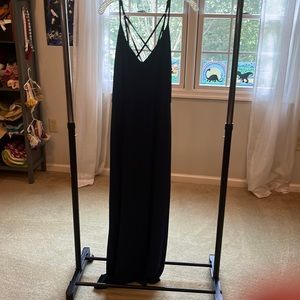 Navy blue spaghetti strap maxi dress